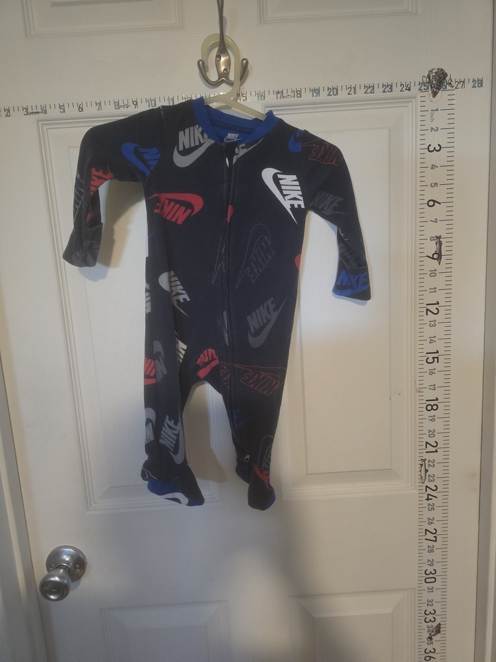 Nike Navy Footed One-Piece with Red, Blue & White Logo Print